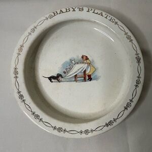 Vintage Baby’s Plate Girl and Her Dog